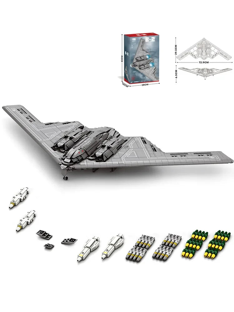 B-2 Spirit Stealth Bommenwerper Bouwset – Militair Schaalmodel van Bouwblokken (2063 stuks)