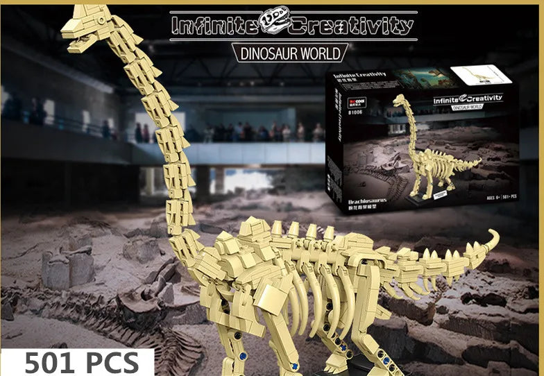 Brachiosaurus Skelet Bouwset – Dinosaurus Fossiel Schaalmodel van Bouwblokken