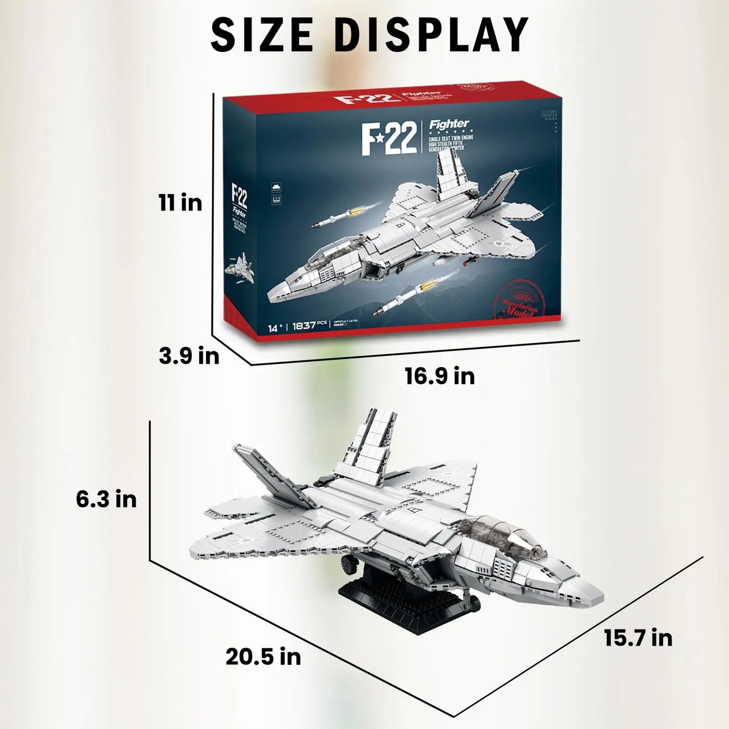 F-22 Raptor Straaljager Bouwset – Militair Schaalmodel van Bouwblokken
