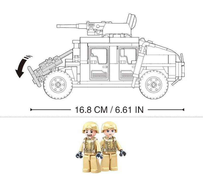 Militaire Humvee Bouwset – Legervoertuig Schaalmodel van Bouwblokken (265 stuks)