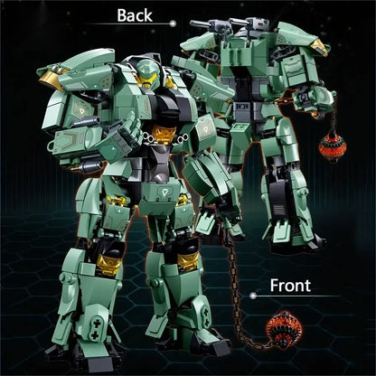 Groene Krijger Robot met Kettinghamer Bouwstenen Set 542 Stuks – Actie Robot Bouwpakket, Speelgoedcadeau voor Kinderen & Bouwliefhebbers