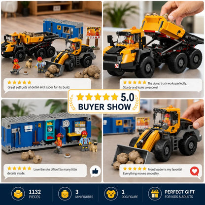 Kiepwagen & Wiellader Bouwset – Bouwvoertuigen Schaalmodel van Bouwblokken (1132 stuks)