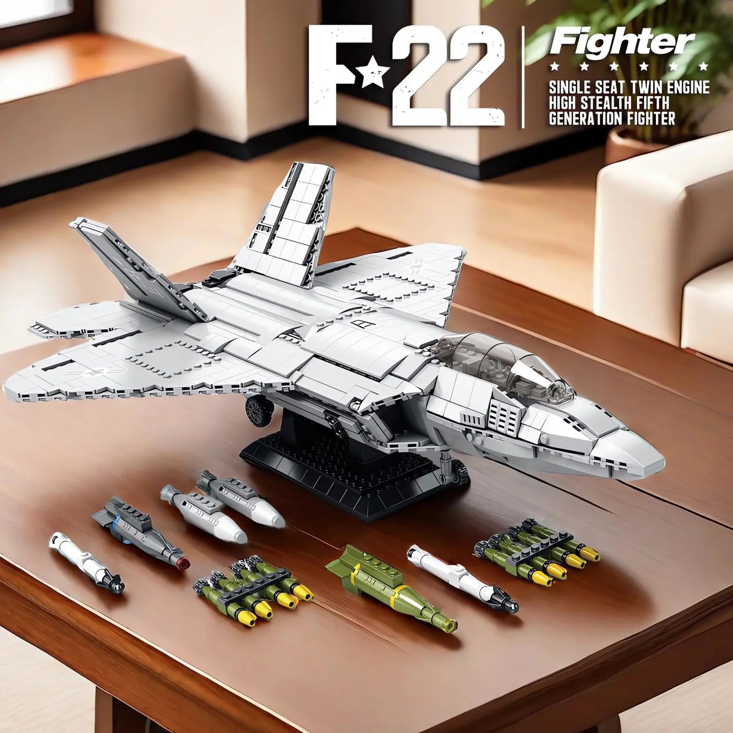 F-22 Raptor Straaljager Bouwset – Militair Schaalmodel van Bouwblokken