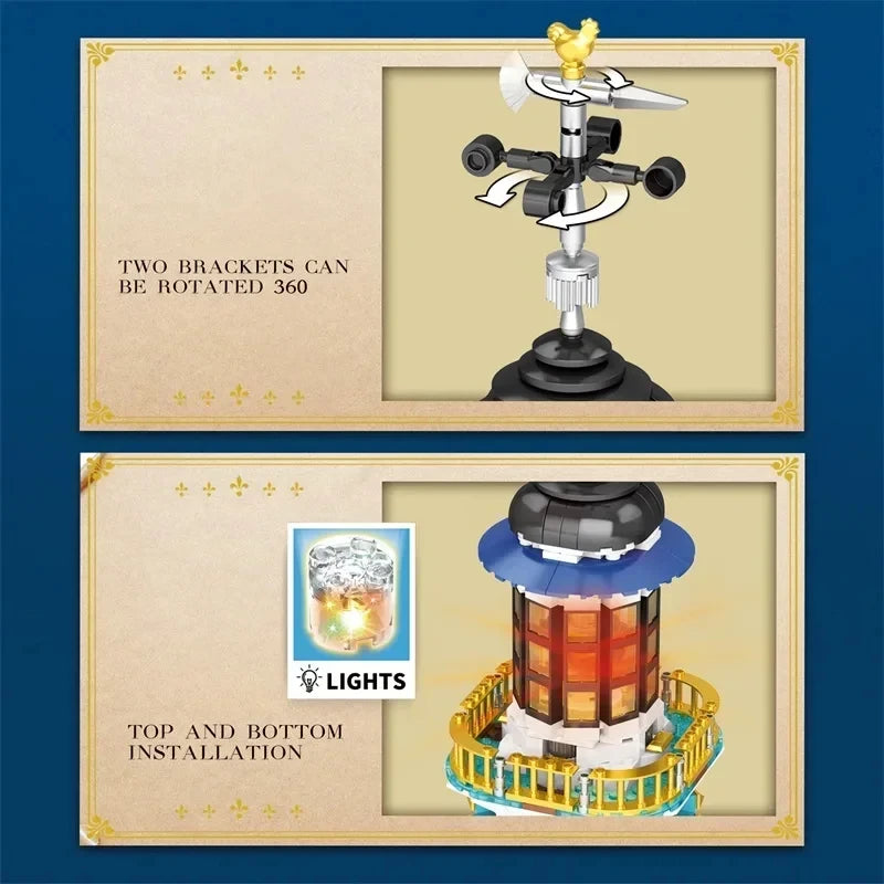 3228 Stuks Middeleeuwse Vuurtoren Bouwstenen Set