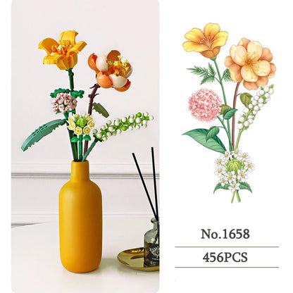 Roos Bouwset – Kunstbloem in Pot van Bouwblokken