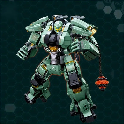 Groene Krijger Robot met Kettinghamer Bouwstenen Set 542 Stuks – Actie Robot Bouwpakket, Speelgoedcadeau voor Kinderen & Bouwliefhebbers
