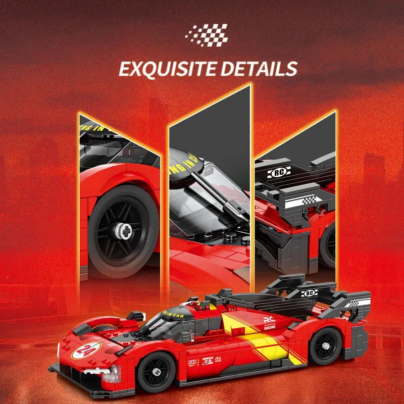 Rode Supercar Bouwset – Schaalmodel 1:16 Racewagen van Bouwblokken (1370 stuks)
