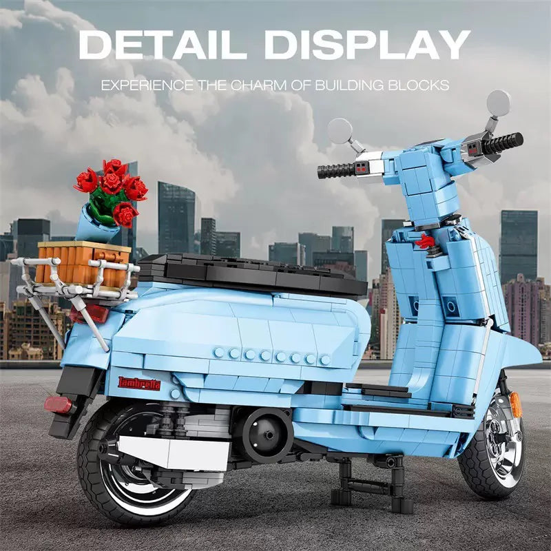 Lambretta V200 Scooter Bouwset – Retro Schaalmodel van Bouwblokken