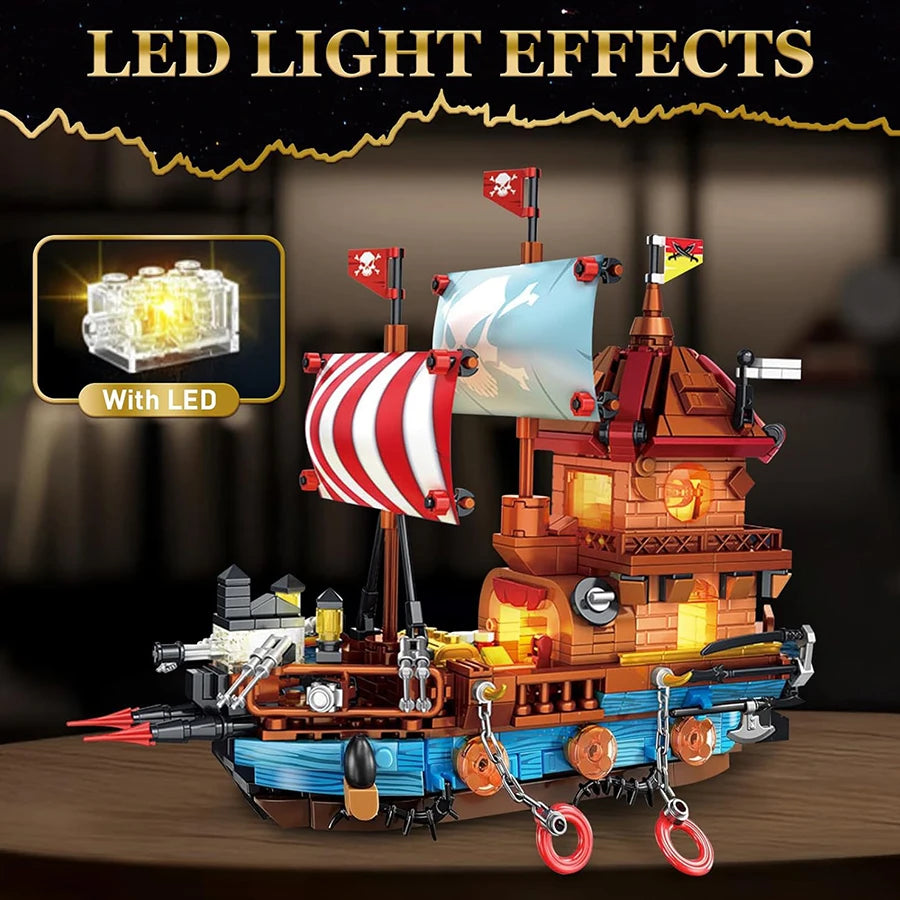 Piratenschip Bouwstenen Set met LED-verlichting