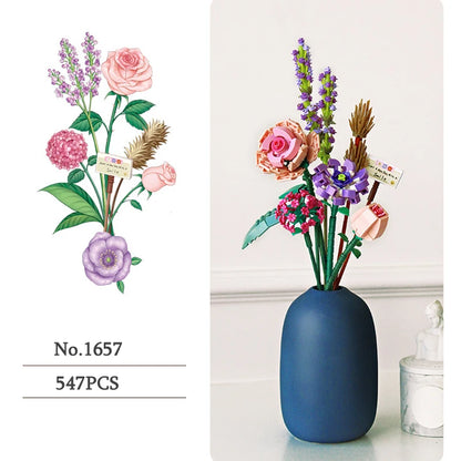 Roos Bouwset – Kunstbloem in Pot van Bouwblokken