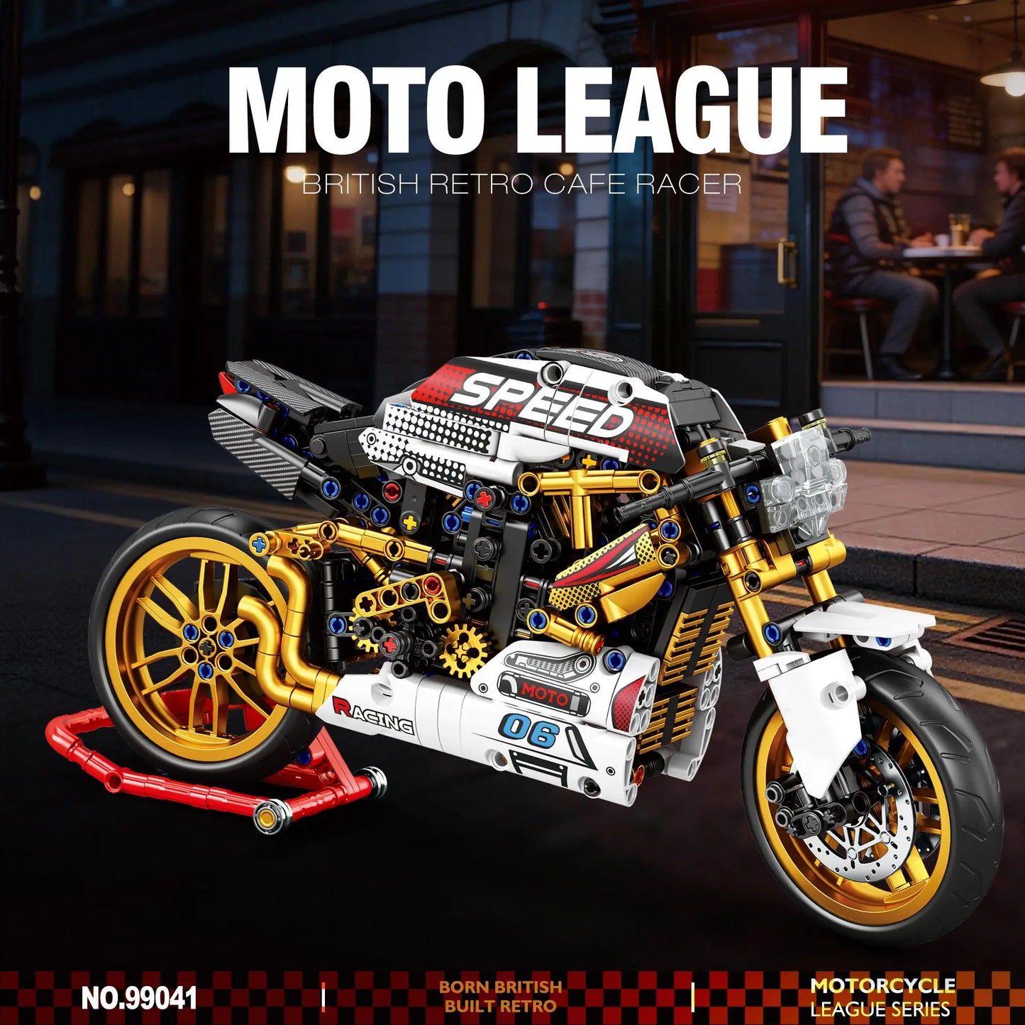 Retro Café Racer Motor Bouwset – Schaalmodel Motorfiets van Bouwblokken (795 stuks)