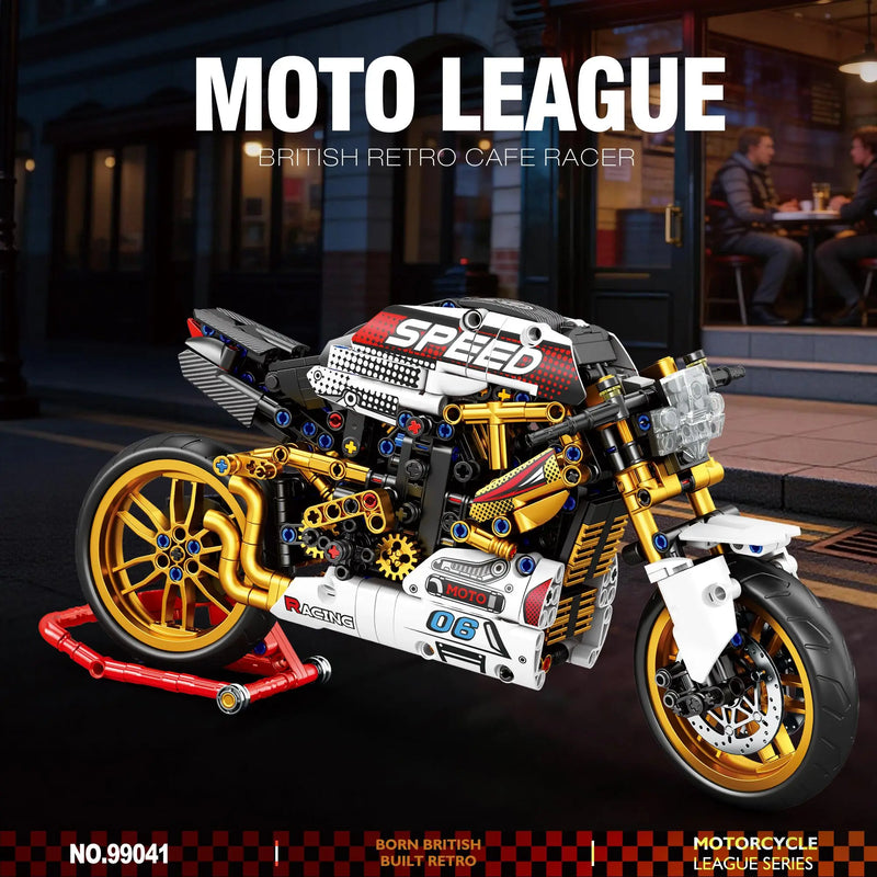Retro Café Racer Motor Bouwset – Schaalmodel Motorfiets van Bouwblokken (795 stuks)