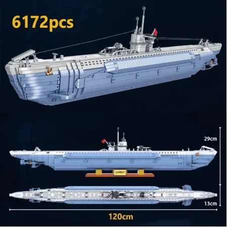 U-552 Onderzeeër Bouwset – Groot Militair Schaalmodel 120cm van Bouwblokken