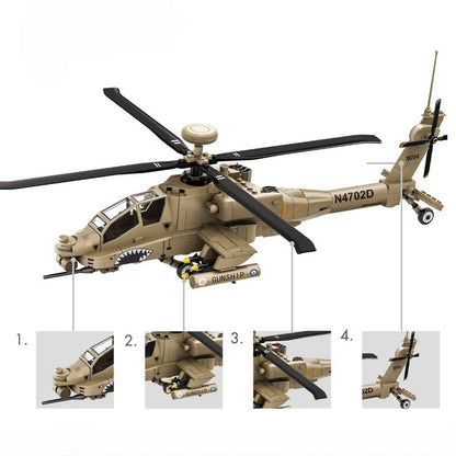 AH-64 Apache Helikopter Bouwset – Militair Schaalmodel van Bouwblokken (259 stuks)