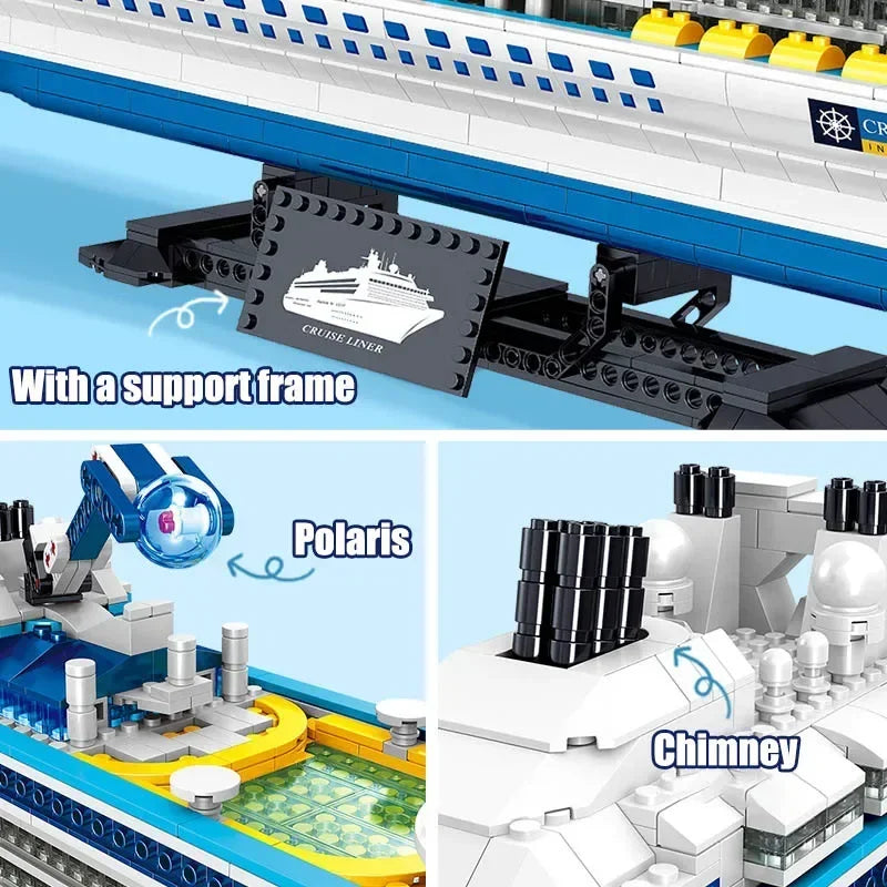 Cruiseschip Bouwset – Wit Schaalmodel Passagiersschip van Bouwblokken (2428 stuks)