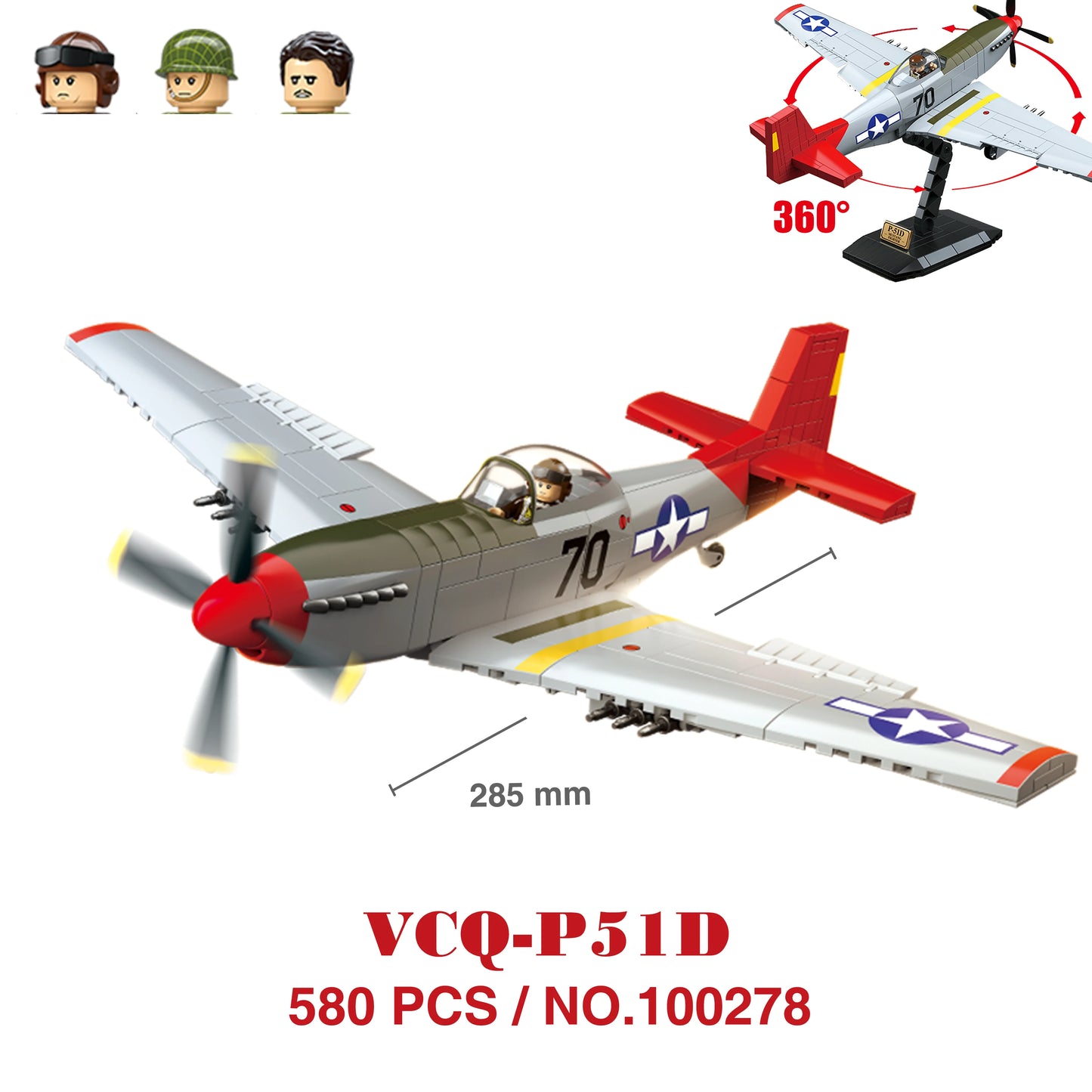 P-51 Mustang Jachtvliegtuig Bouwset – WO2 Schaalmodel van Bouwblokken