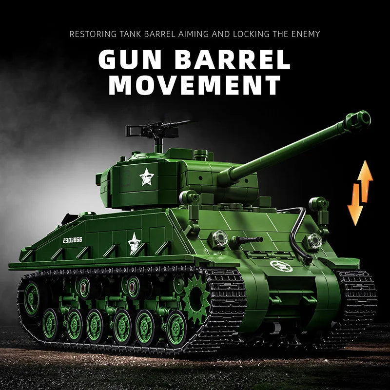 WO2 M4 Sherman Tank Bouwset – Militair Schaalmodel van Bouwblokken