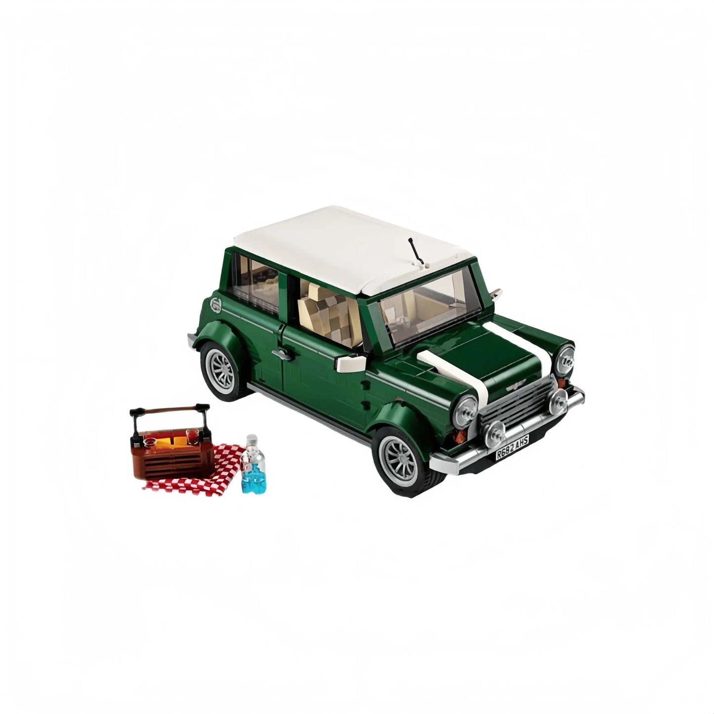 Klassieke Mini Cooper Bouwset – Groen Schaalmodel Auto van Bouwblokken