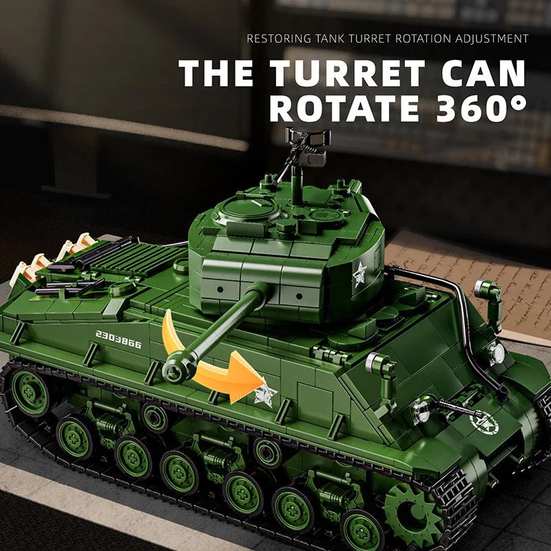 WO2 M4 Sherman Tank Bouwset – Militair Schaalmodel van Bouwblokken