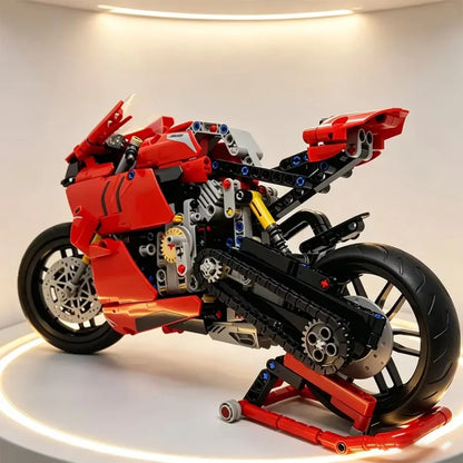 Ducati Panigale V4 R Motor Bouwset – Rood Schaalmodel 1:5 van Bouwblokken (1603 stuks)