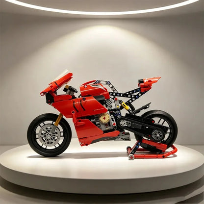 Ducati Panigale V4 R Motor Bouwset – Rood Schaalmodel 1:5 van Bouwblokken (1603 stuks)