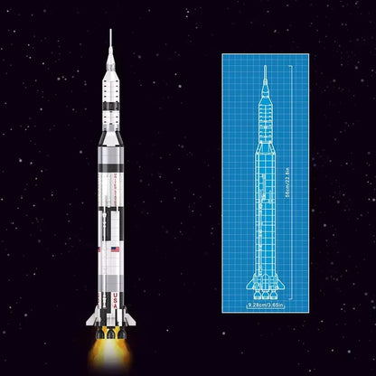 Apollo Saturn V Raket Bouwset – Ruimtevaart Schaalmodel van Bouwblokken (602 stuks, 59 cm)