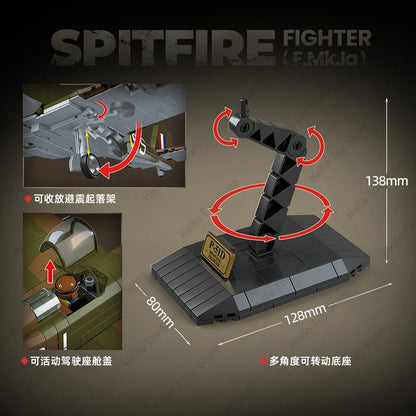WO2 Spitfire Jachtvliegtuig Bouwset – Militair Schaalmodel van Bouwblokken