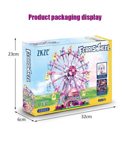 Reuzenrad Bouwset met LED-Verlichting – Draaiend Pretpark Schaalmodel van Bouwblokken