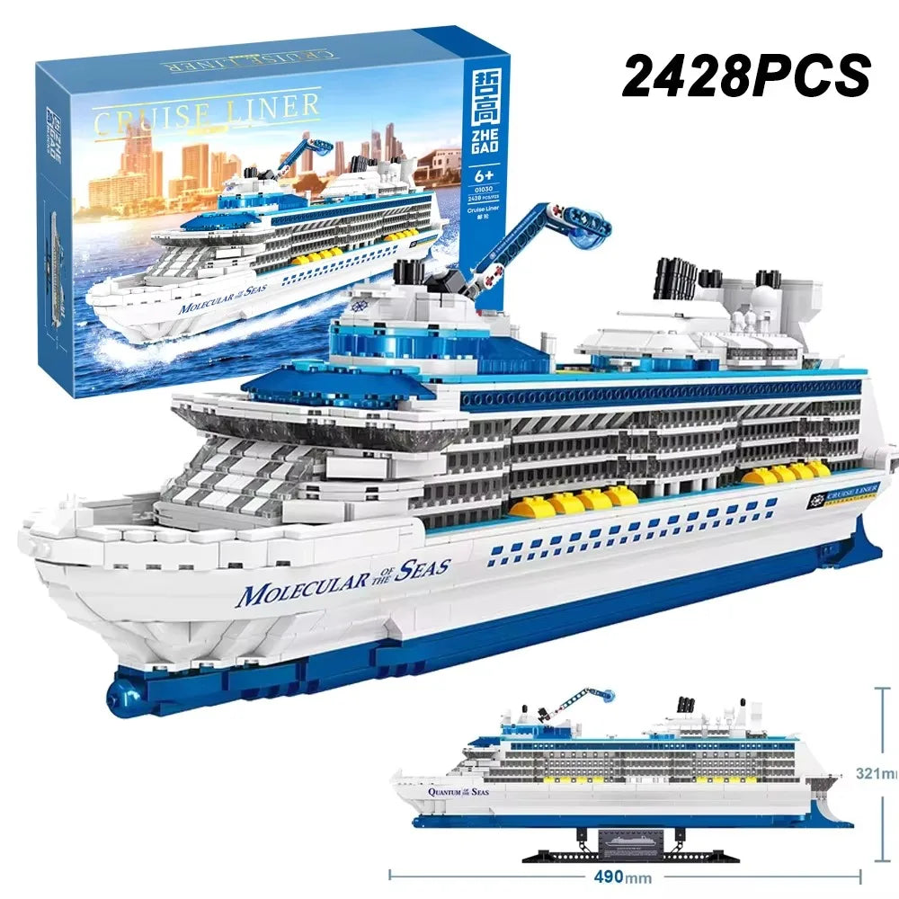 Cruiseschip Bouwset – Wit Schaalmodel Passagiersschip van Bouwblokken (2428 stuks)
