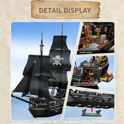Spookpiratenschip Bouwset – Zwart Skelet Schip Schaalmodel van Bouwblokken (1424 stuks)