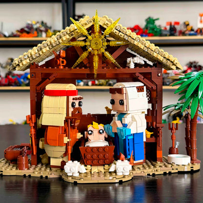 1050 Stuks Jezus Geboorte Bouwstenen Set – Kerststal Bouwpakket, Bijbelverhaal Geloofsserie, Christelijk Cadeau voor Volwassenen