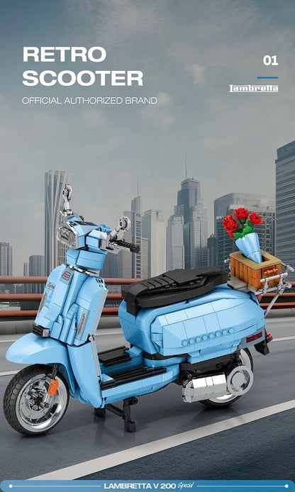 Lambretta V200 Scooter Bouwset – Retro Schaalmodel van Bouwblokken
