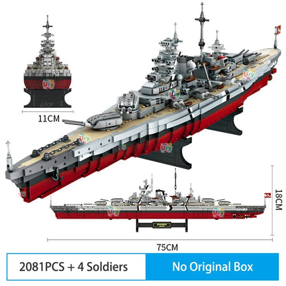Bismarck Slagschip Bouwset – Militair Schaalmodel Oorlogsschip van Bouwblokken (2081 stuks)