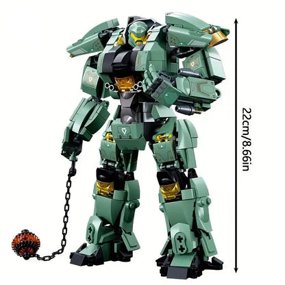 Groene Krijger Robot met Kettinghamer Bouwstenen Set 542 Stuks – Actie Robot Bouwpakket, Speelgoedcadeau voor Kinderen & Bouwliefhebbers