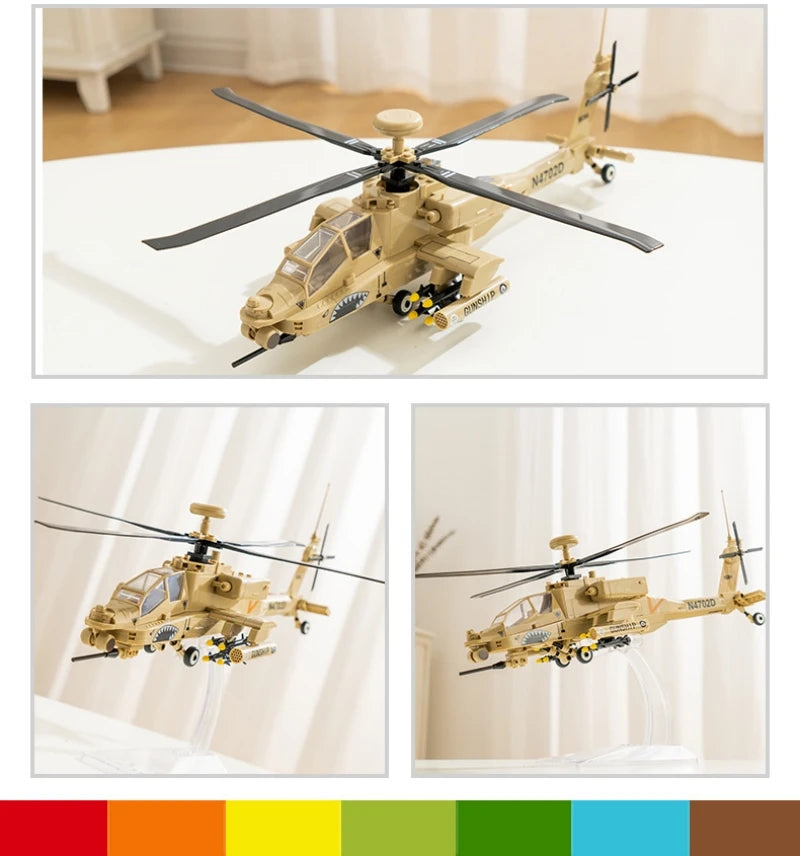 AH-64 Apache Helikopter Bouwset – Militair Schaalmodel van Bouwblokken (259 stuks)