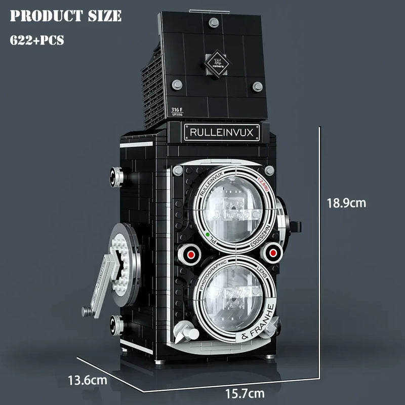 Vintage Fotocamera Bouwset – Retro Schaalmodel van Bouwblokken (622 stuks)