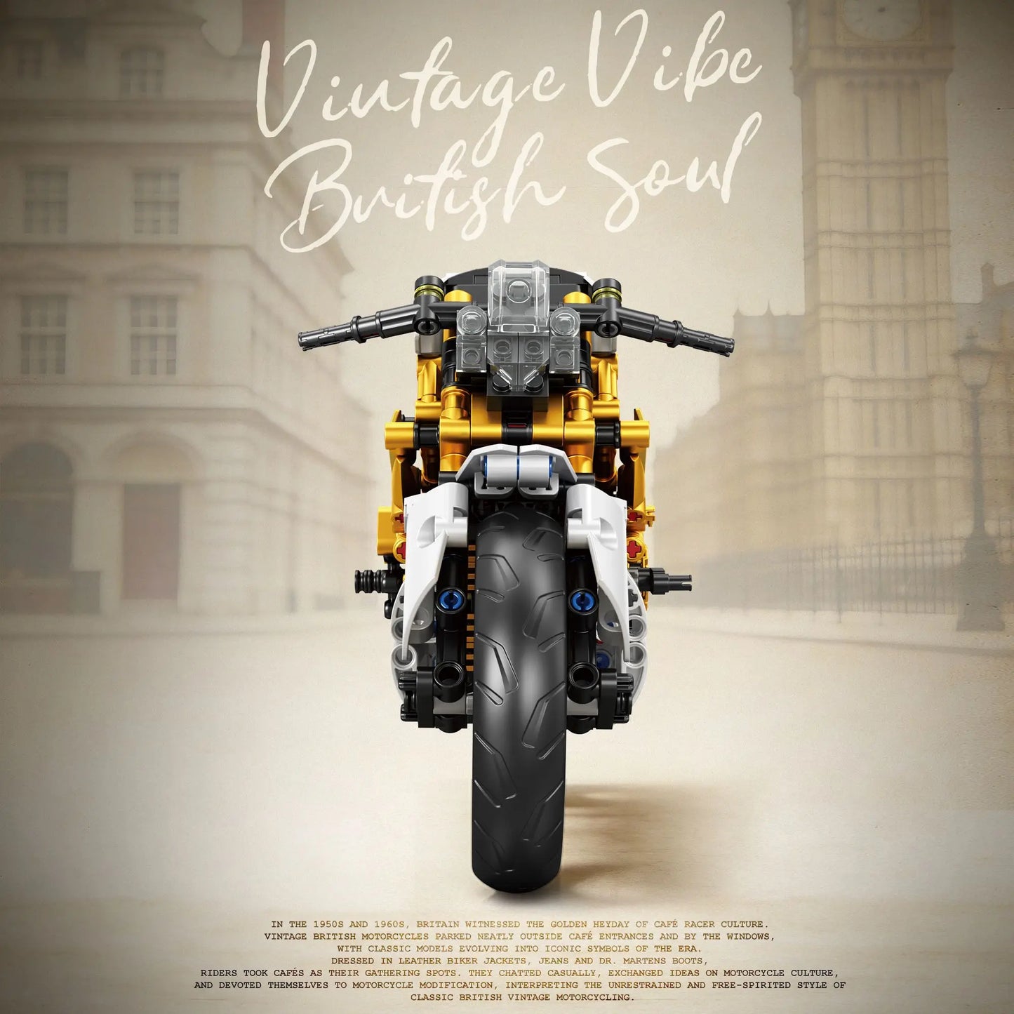 Retro Café Racer Motor Bouwset – Schaalmodel Motorfiets van Bouwblokken (795 stuks)