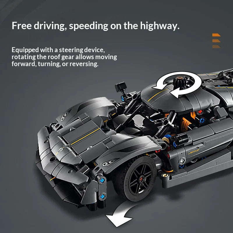 Koenigsegg Jesko Absolut Bouwset – Grijs Schaalmodel Hypercar van Bouwblokken
