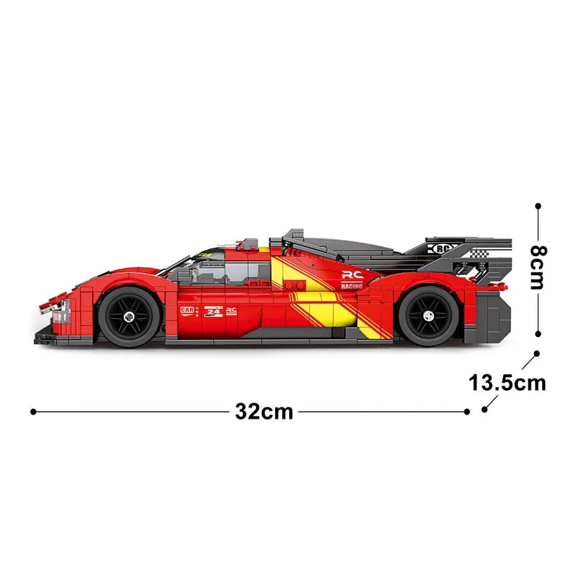 Rode Supercar Bouwset – Schaalmodel 1:16 Racewagen van Bouwblokken (1370 stuks)