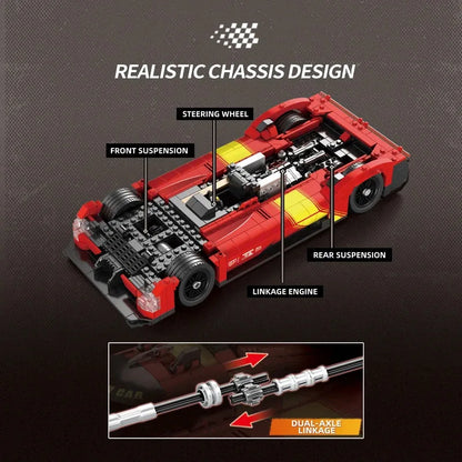 Rode Supercar Bouwset – Schaalmodel 1:16 Racewagen van Bouwblokken (1370 stuks)