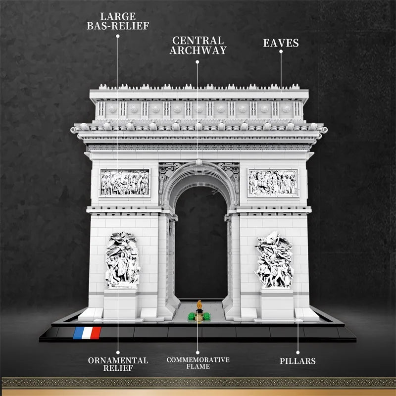 Arc de Triomphe Parijs Bouwset – Architectuur Schaalmodel van Bouwblokken (3381 stuks)