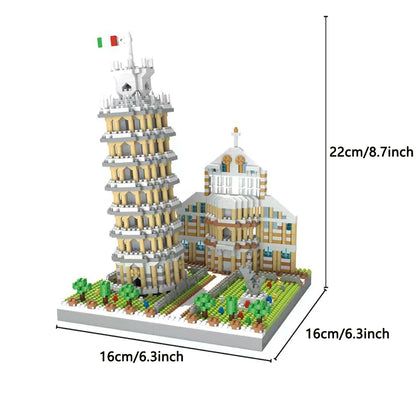 Toren van Pisa Mini Bouwset met LED-Verlichting – Architectuur Schaalmodel van Bouwblokken