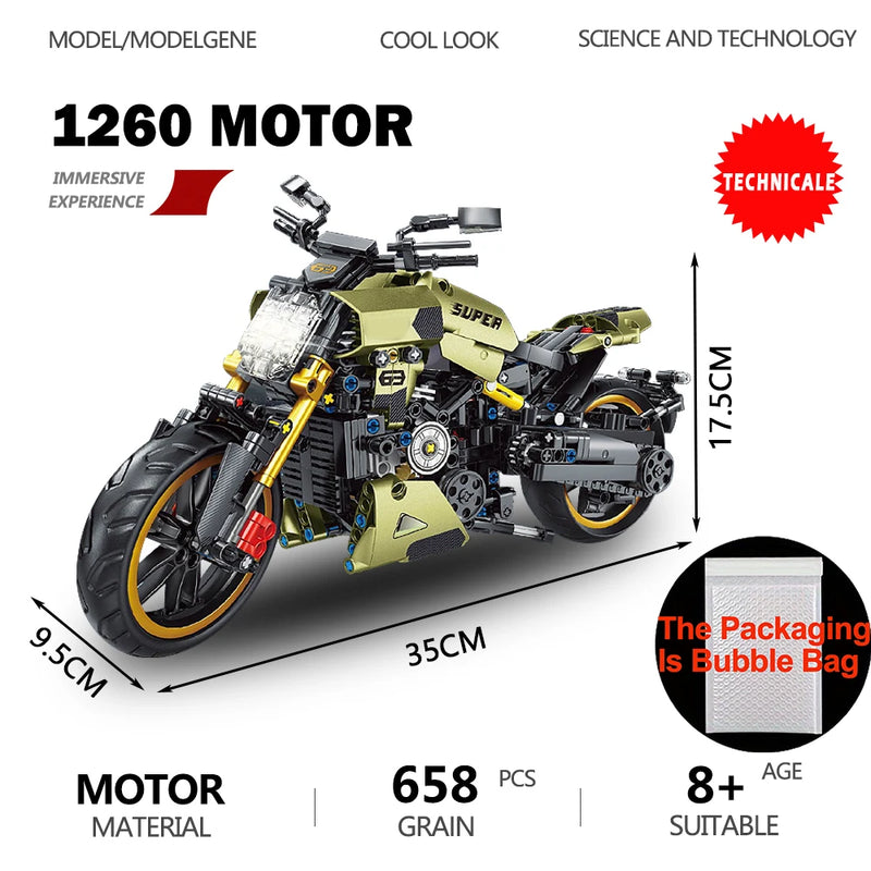 Ducati Diavel 1260 Motor Bouwset – Schaalmodel van Bouwblokken (658 stuks)