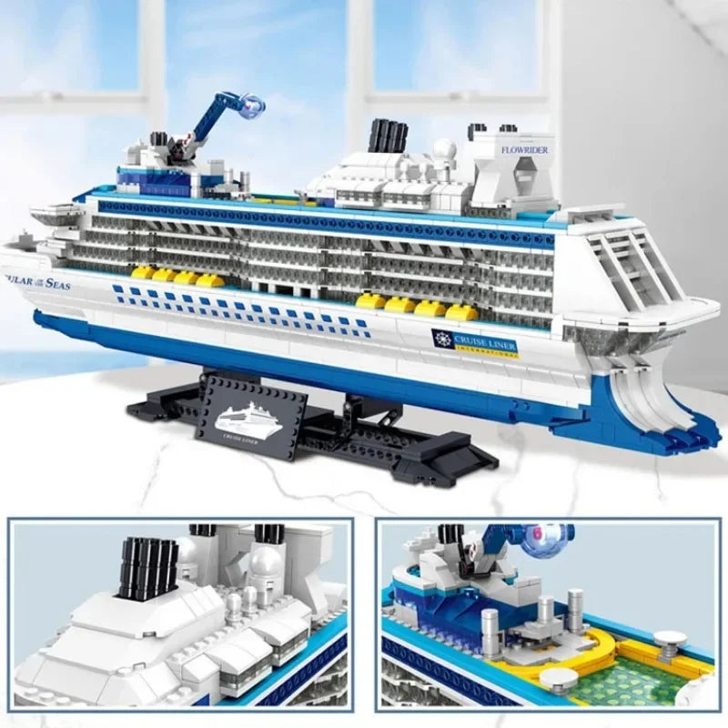 Cruiseschip Bouwset – Wit Schaalmodel Passagiersschip van Bouwblokken (2428 stuks)
