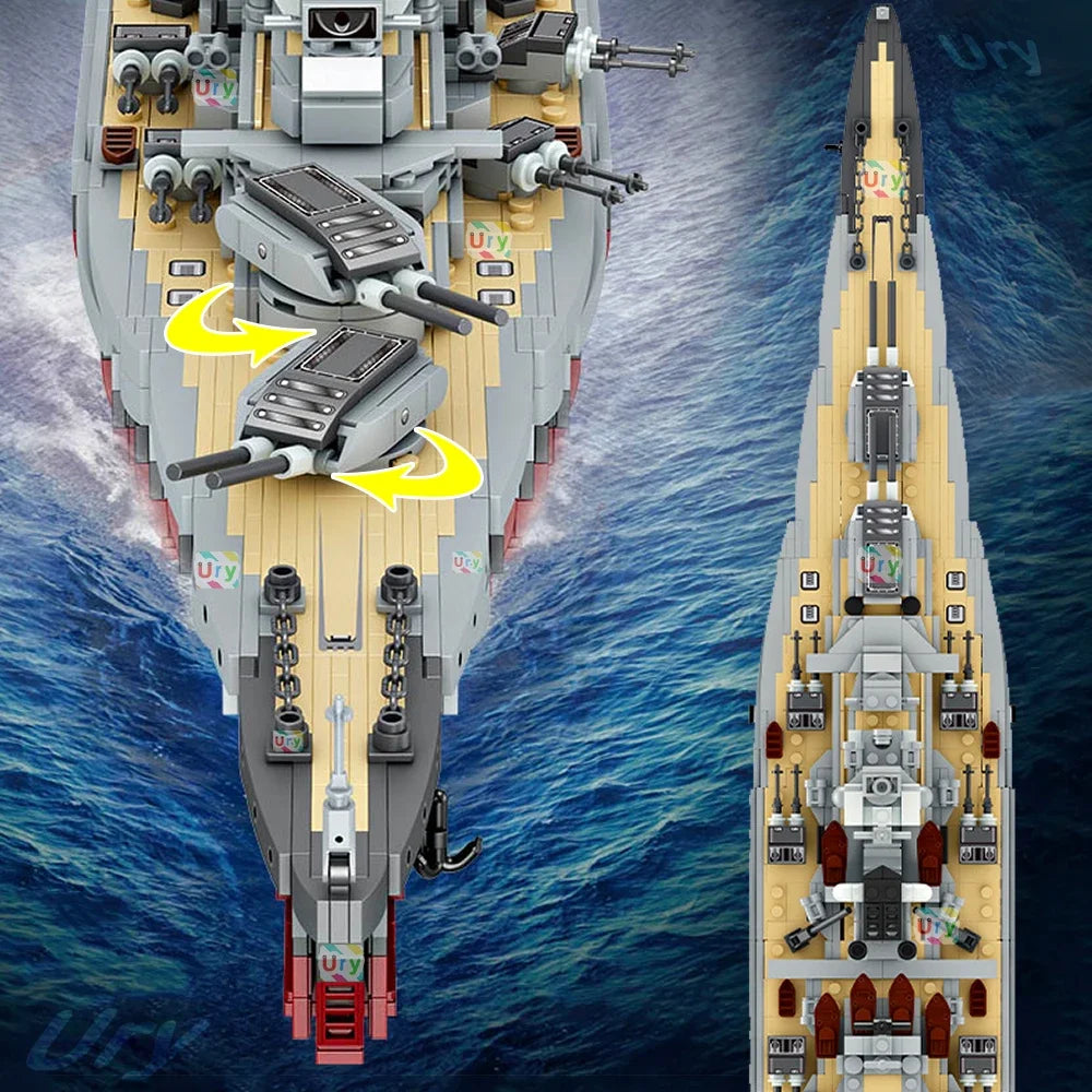 Bismarck Slagschip Bouwset – Militair Schaalmodel Oorlogsschip van Bouwblokken (2081 stuks)