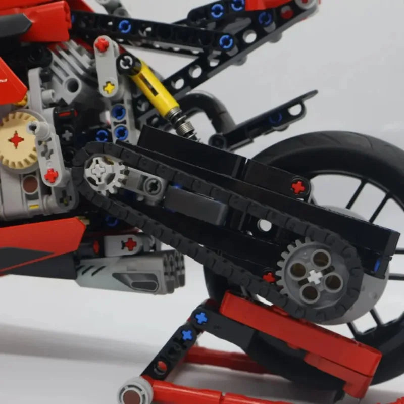 Ducati Panigale V4 R Motor Bouwset – Rood Schaalmodel 1:5 van Bouwblokken (1603 stuks)