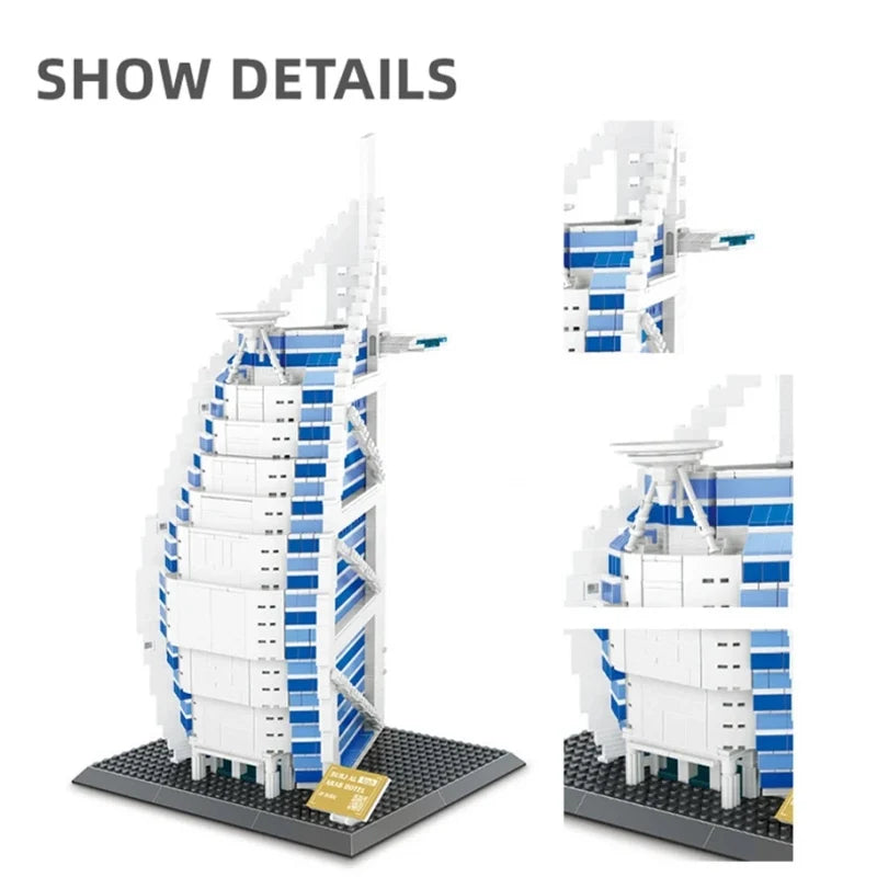 Burj Al Arab Dubai Bouwset – Architectuur Schaalmodel van Bouwblokken (1306 stuks)