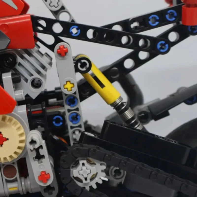 Ducati Panigale V4 R Motor Bouwset – Rood Schaalmodel 1:5 van Bouwblokken (1603 stuks)