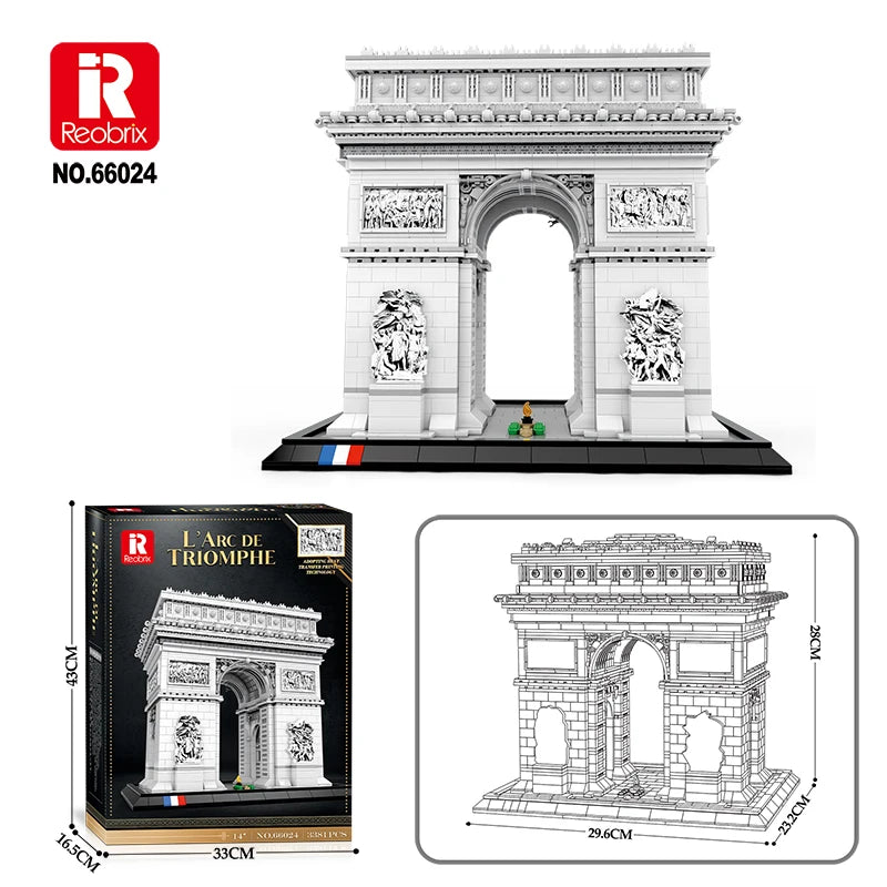 Arc de Triomphe Parijs Bouwset – Architectuur Schaalmodel van Bouwblokken (3381 stuks)