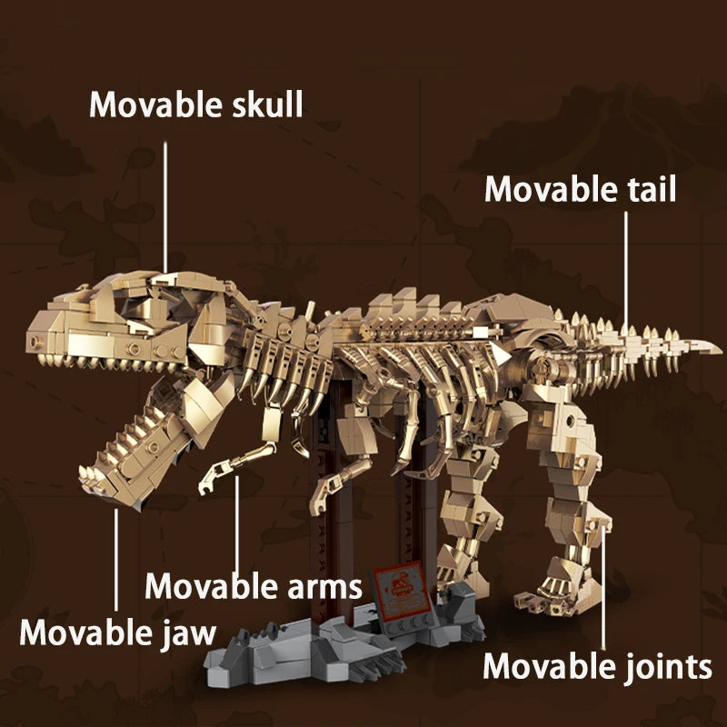 T-Rex Skelet Bouwset – Dinosaurus Fossiel Schaalmodel van Bouwblokken (850 stuks)